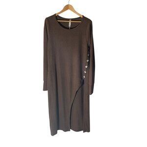 Y6- NEW NWT Scarlett Ribbed Long-Sleeve Sweater Midi Dress in Brown